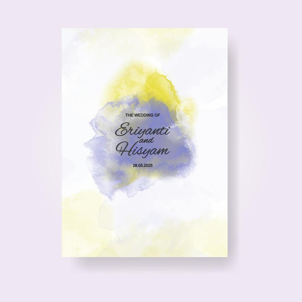 cartão de convite de casamento em aquarela. aquarela de cartão de casamento lindo com esguicho. vetor