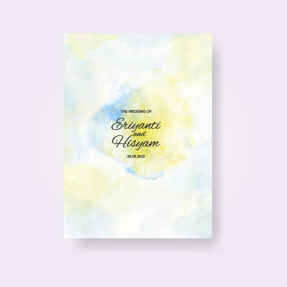 cartão de convite de casamento em aquarela. aquarela de cartão de casamento lindo com esguicho. vetor