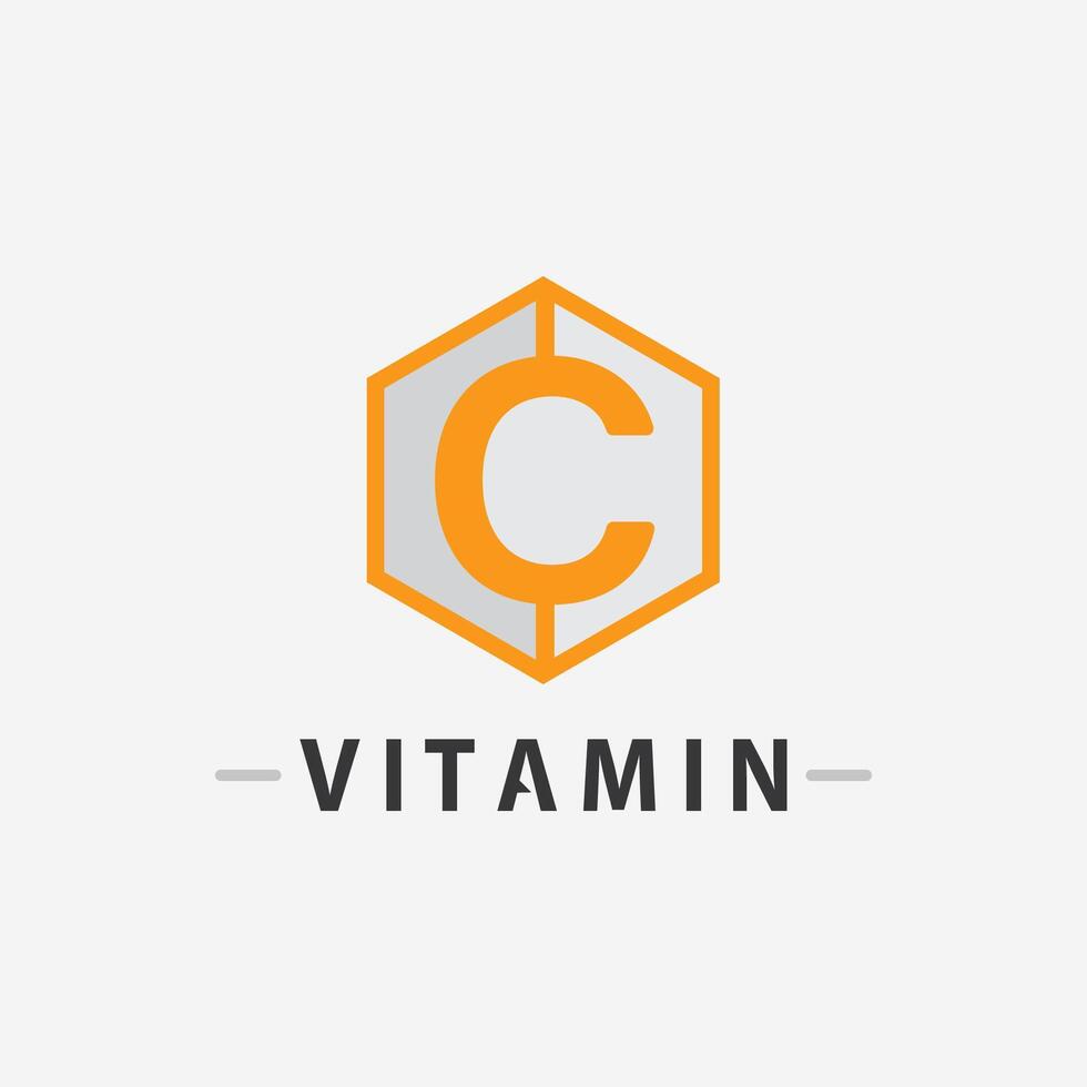 design de vetor de logotipo de vitamina c ícone de vetor saúde nutrição