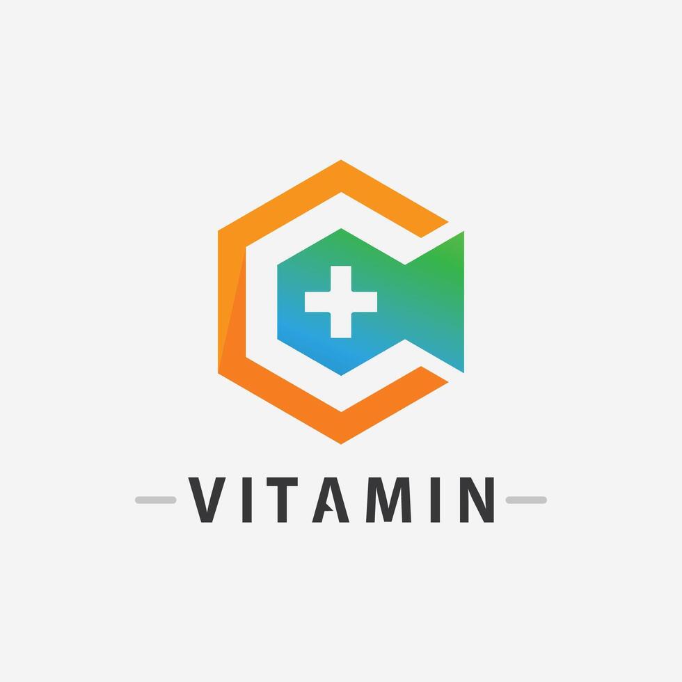 design de vetor de logotipo de vitamina c ícone de vetor saúde nutrição