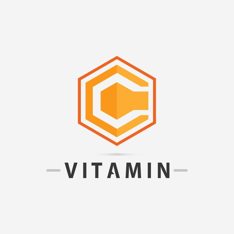 design de vetor de logotipo de vitamina c ícone de vetor saúde nutrição