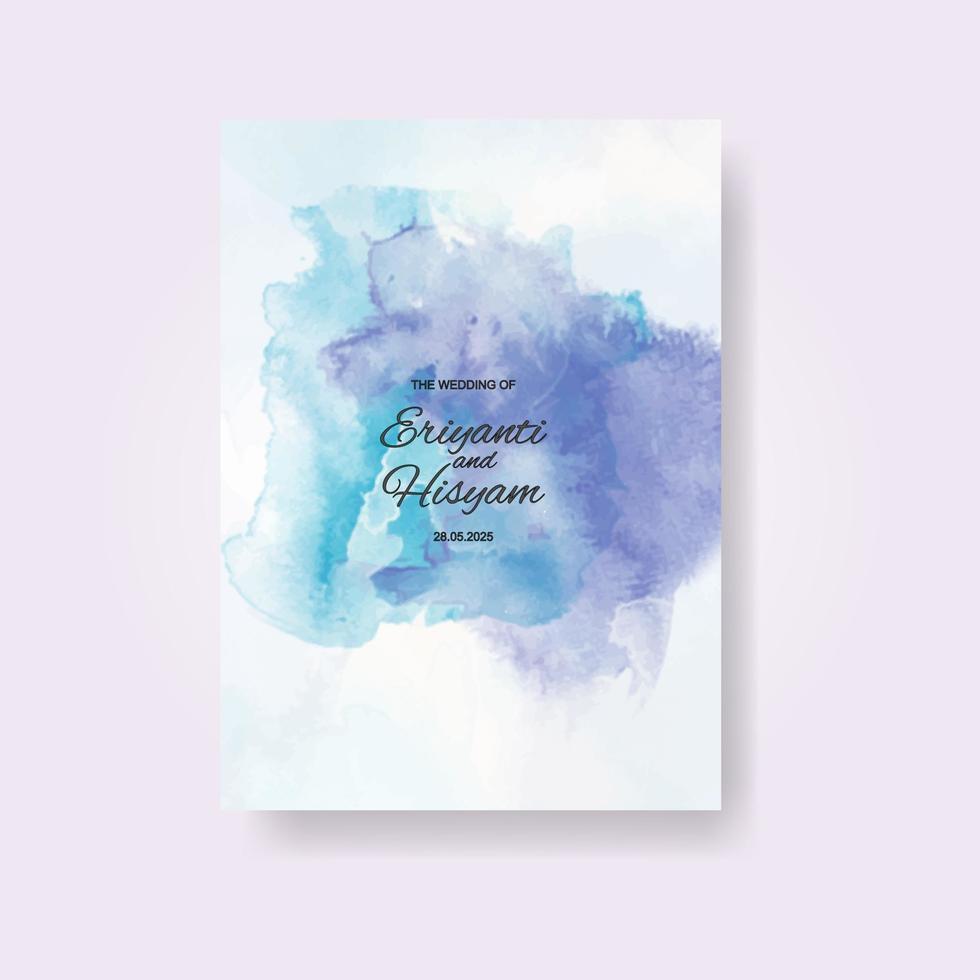 cartão de convite de casamento em aquarela. aquarela de cartão de casamento lindo com esguicho. vetor