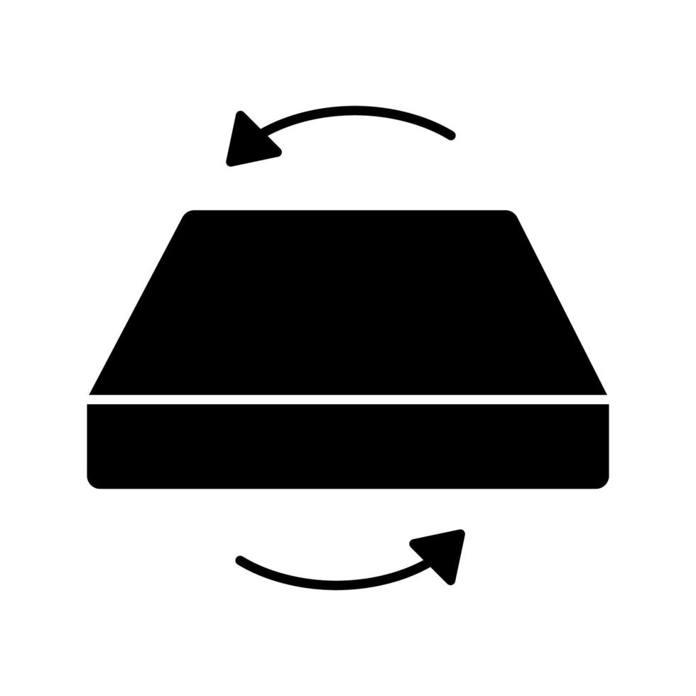 ícone de glifo do colchão frente e verso de dupla temporada. inverno verão colchão isotérmico. roupa de cama. símbolo da silhueta. espaço negativo. ilustração isolada do vetor