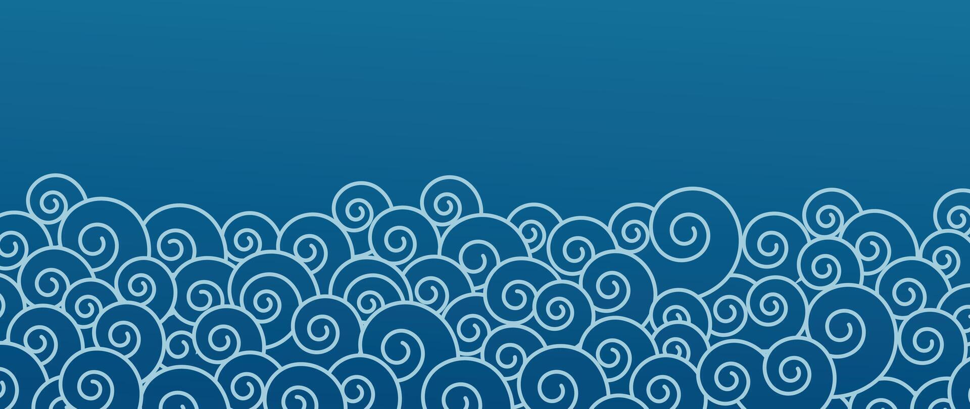 japonês mar onda fundo vetor. papel de parede Projeto com azul oceano onda padronizar pano de fundo. moderno luxo oriental ilustração para cobrir, bandeira, local na rede Internet, decoração, fronteira. vetor
