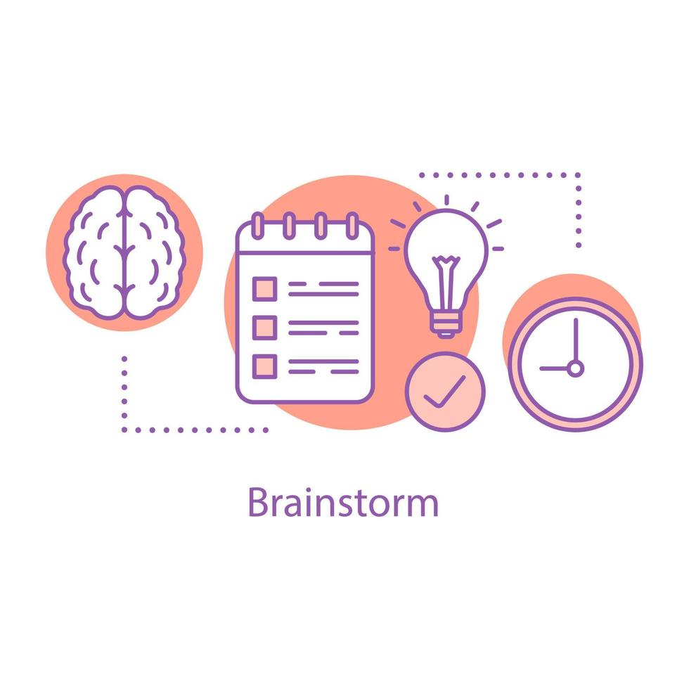 ícone do conceito de brainstorm. gerando ideia. ilustração de linha fina de ideia de processo de pensamento. Solução de problemas. desenho de contorno isolado de vetor