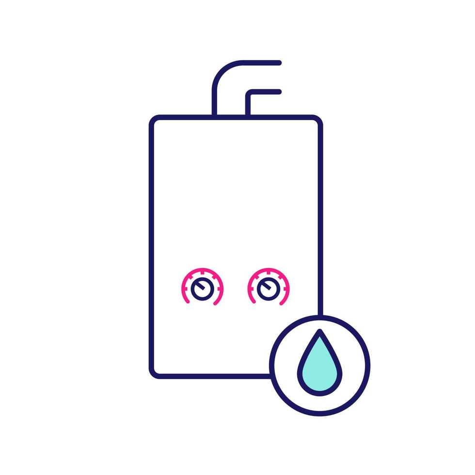 ícone de cor do aquecedor de água a gás. aquecimento de água. caldeira doméstica. ilustração vetorial isolada vetor
