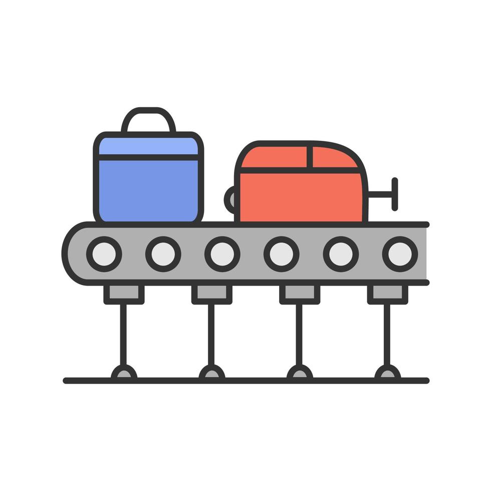 ícone de cor do carrossel de bagagem. reclamação de bagagem. correia transportadora de bagagem. ilustração vetorial isolada vetor