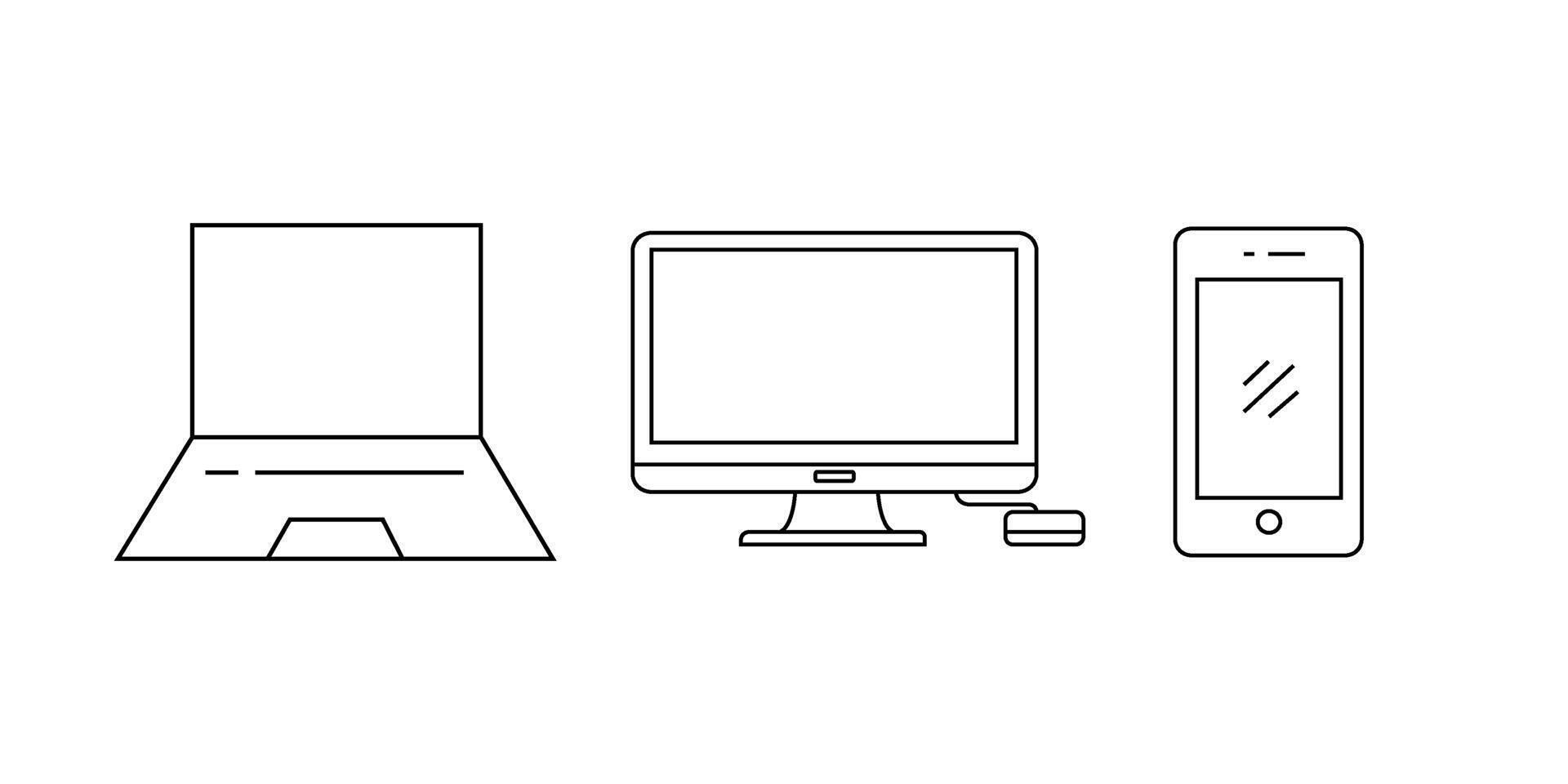 realista conjunto do monitor, computador portátil, tábua, Smartphone - estoque vetor ilustração