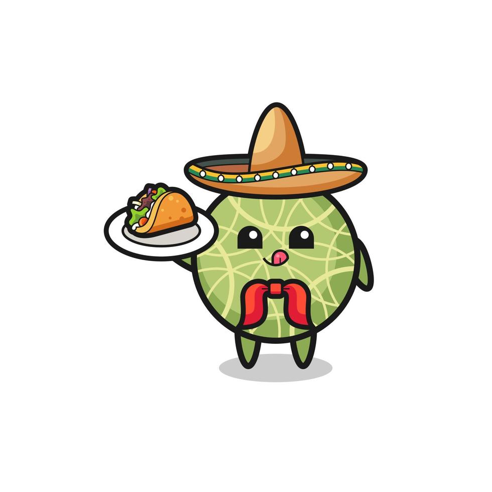 melão mexicano chef mascote segurando um taco vetor