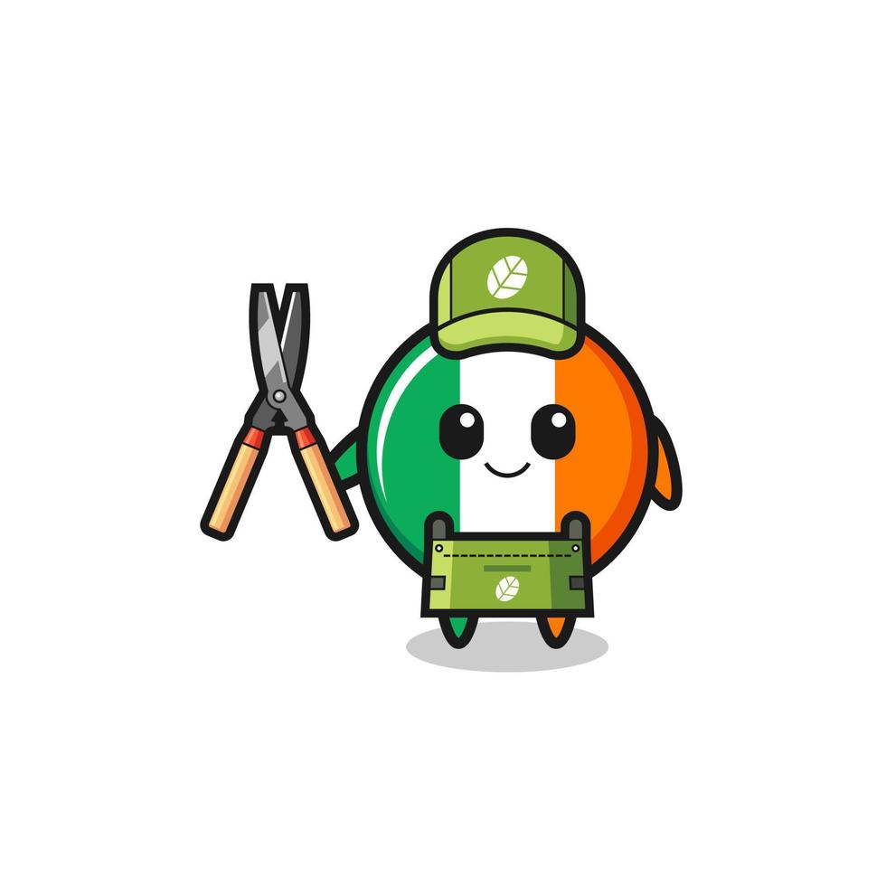 bandeira da irlanda fofa como mascote do jardineiro vetor