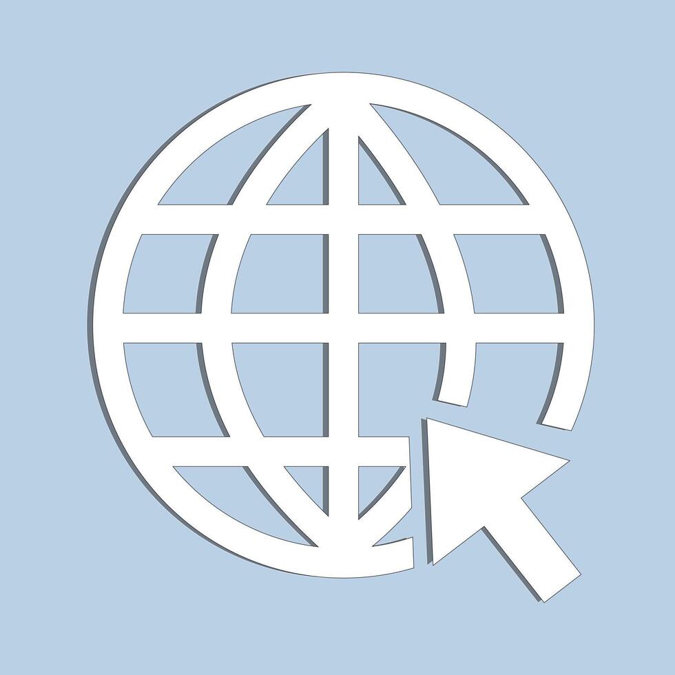 branco cor rede ícone Arquivo global ícone, azul fundo, vetor ícone.