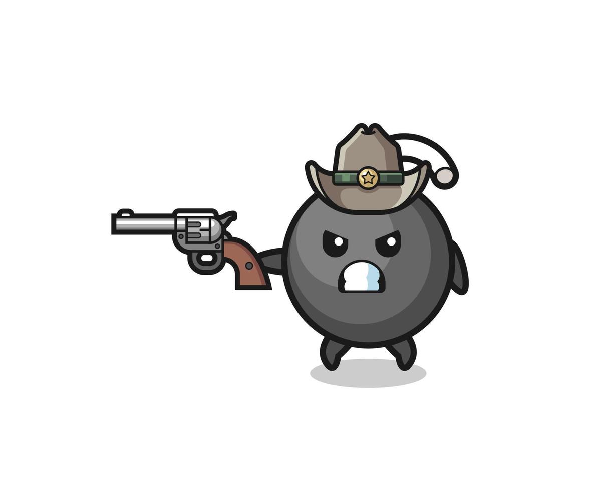 o cowboy da bomba atirando com uma arma vetor