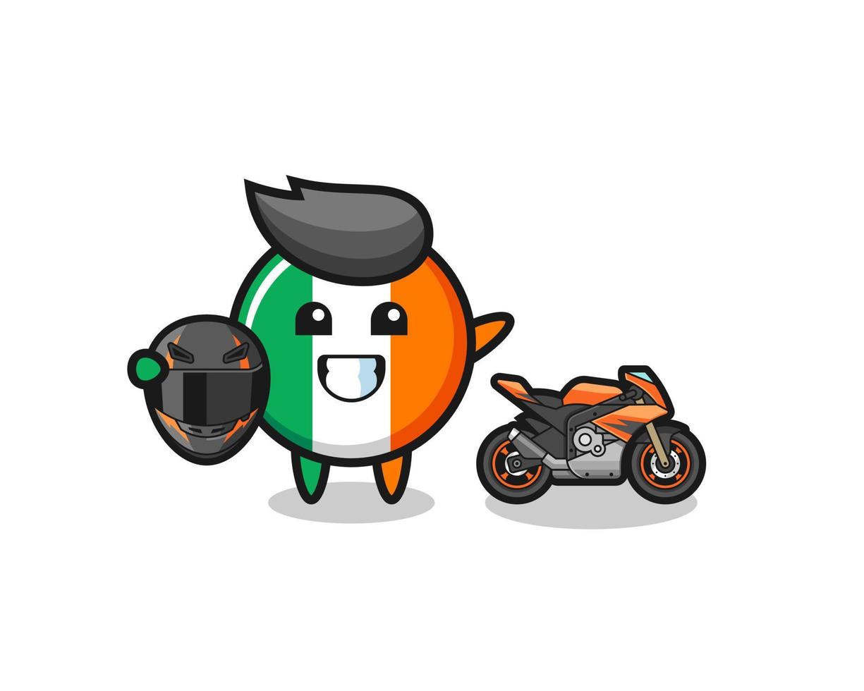 Desenho bonito da bandeira da Irlanda como piloto de moto vetor