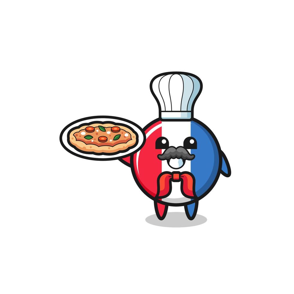 personagem da bandeira da frança como mascote do chef italiano vetor