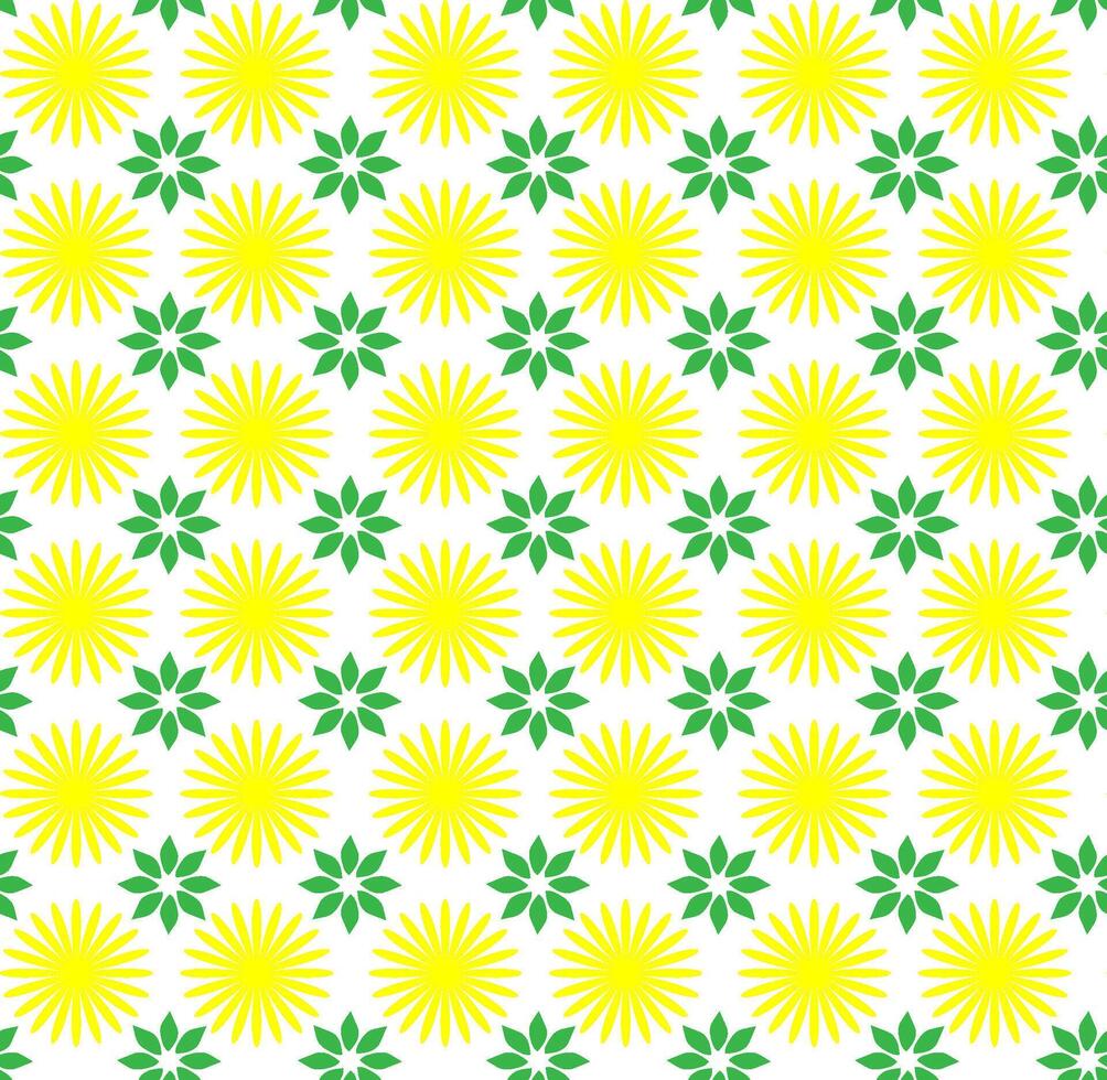 desatado floral textura dentro a Formato do uma padronizar do amarelo flores e verde folhas em uma branco fundo vetor