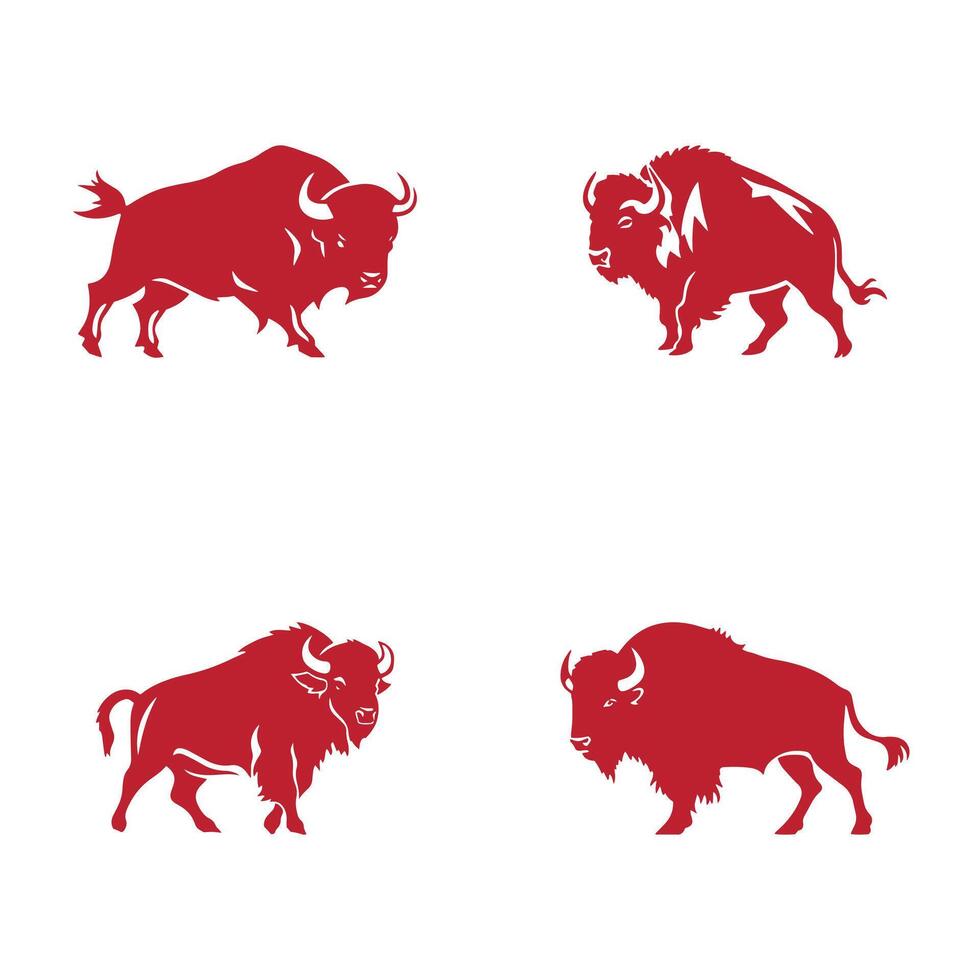 agressivo touro logotipo ícone definir. Prêmio vetor Projeto ilustração. vermelho touro logotipo conjunto em branco fundo