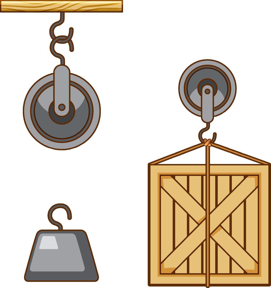 experimento científico sobre força e movimento com polia vetor