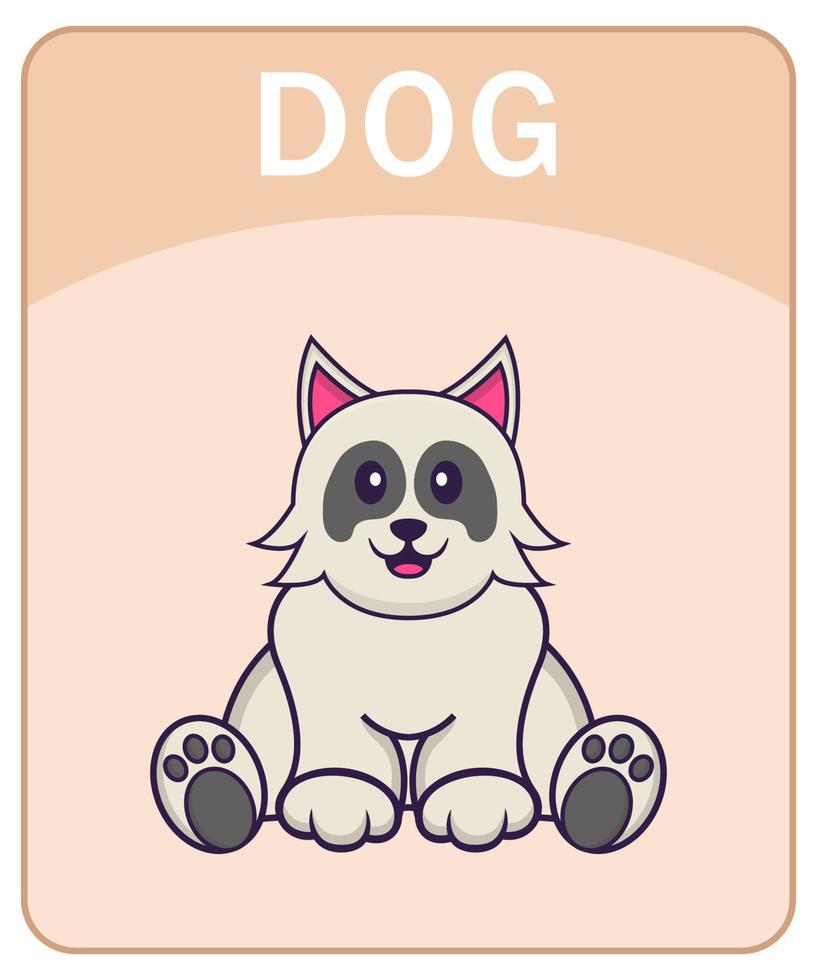 alfabeto flashcard com personagem de desenho animado de cachorro fofo. vetor