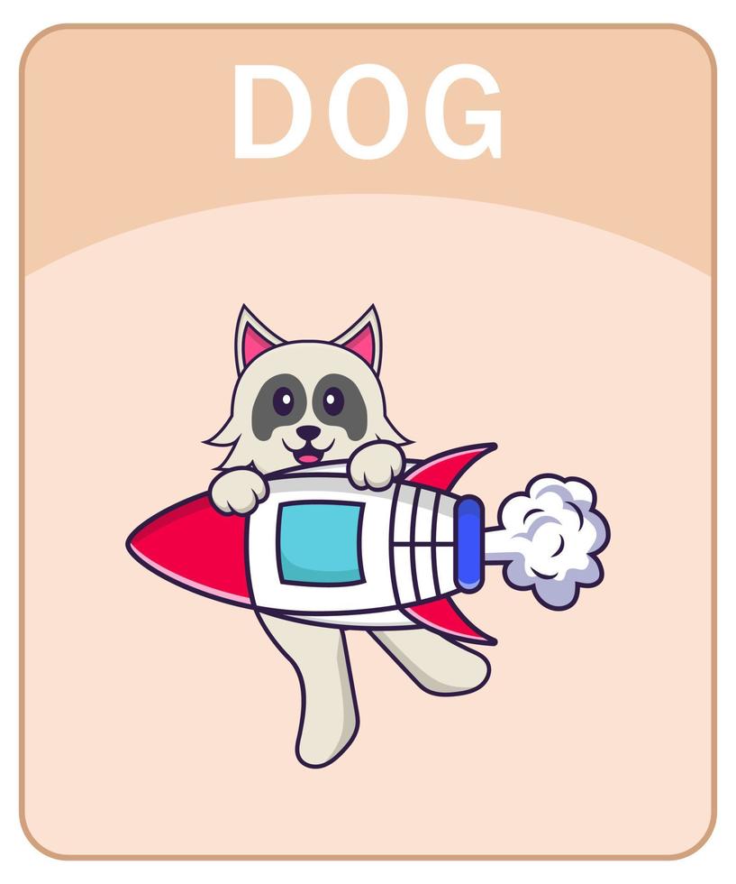 alfabeto flashcard com personagem de desenho animado de cachorro fofo. vetor