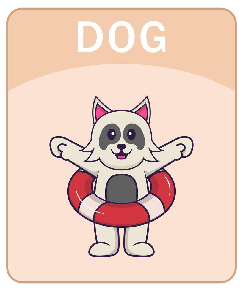 alfabeto flashcard com personagem de desenho animado de cachorro fofo. vetor