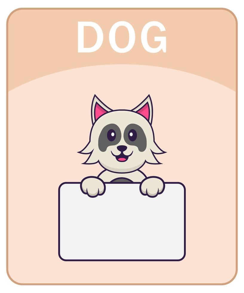 alfabeto flashcard com personagem de desenho animado de cachorro fofo. vetor