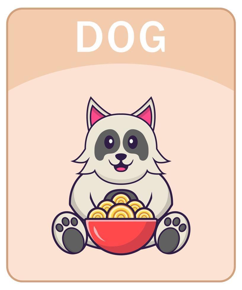 alfabeto flashcard com personagem de desenho animado de cachorro fofo. vetor