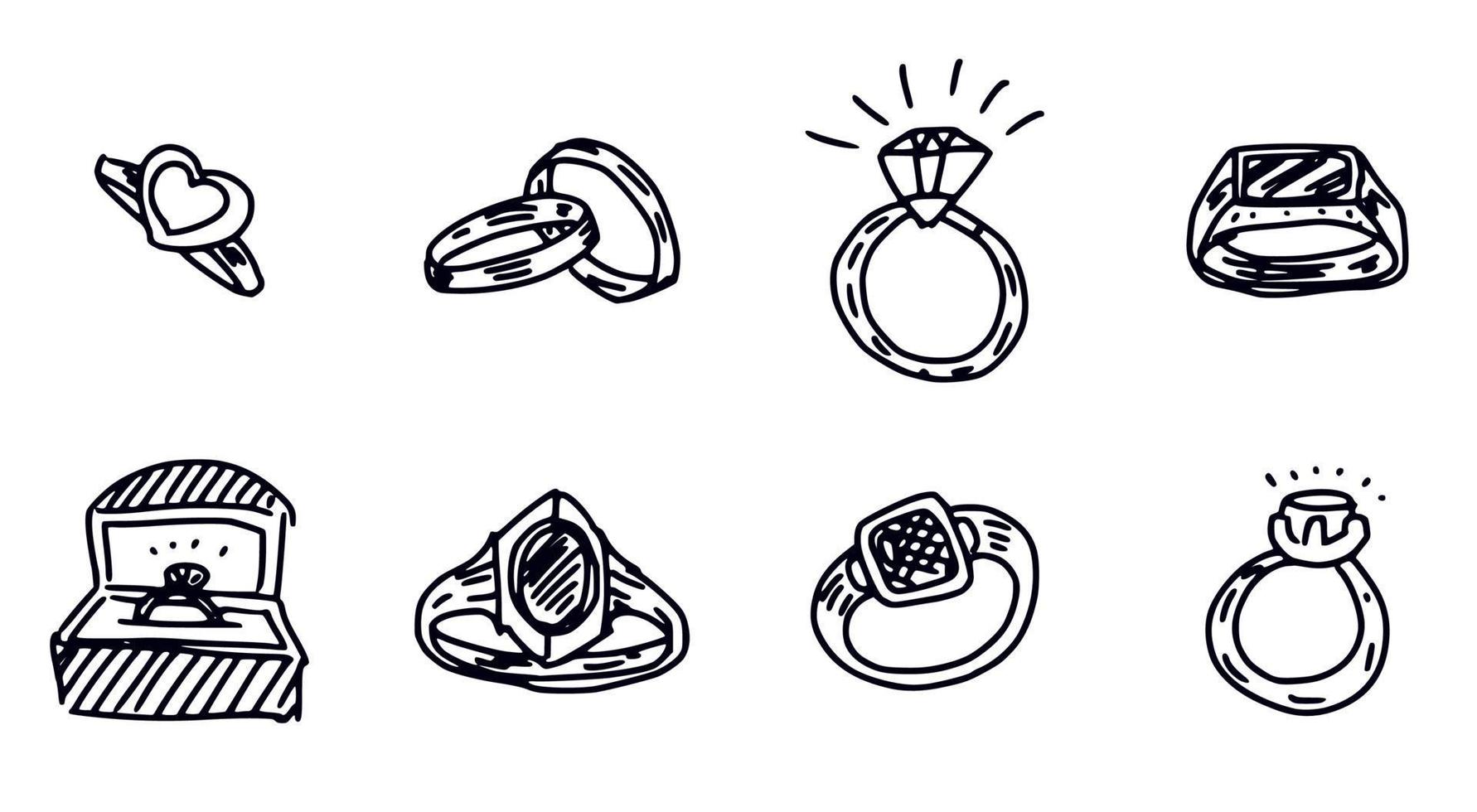 desenho simples de anéis de casamento e homens. doodle novo vetor