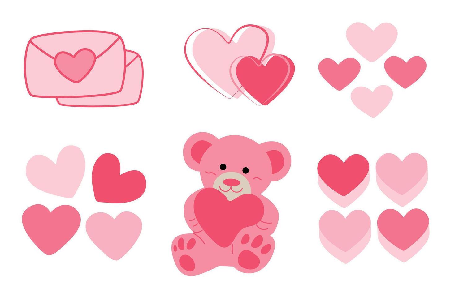 conjunto do dia dos namorados dia elementos, dia dos namorados dia Urso de pelúcia urso, doce coração namorados, namorados amor cartas vetor