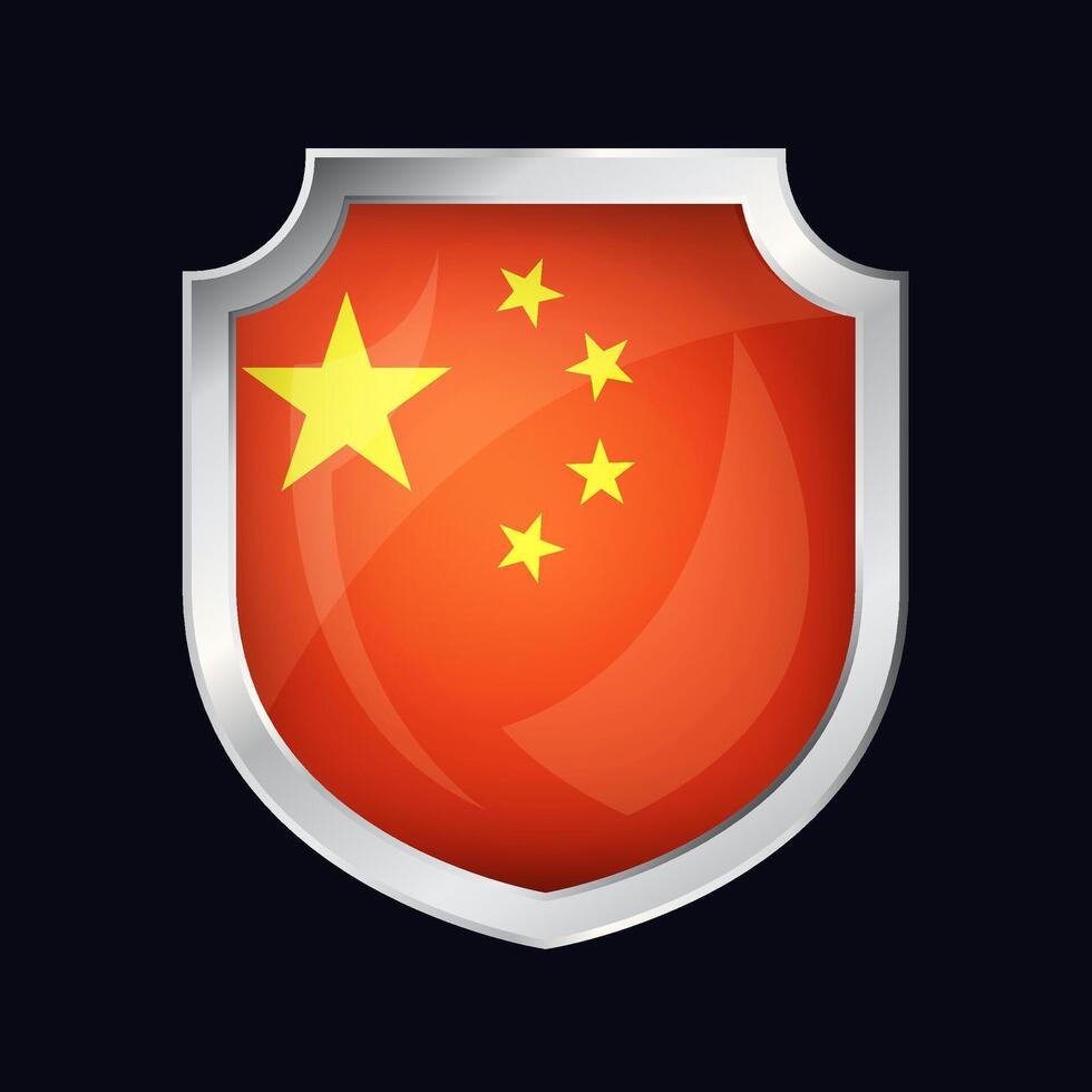 China prata escudo bandeira ícone vetor