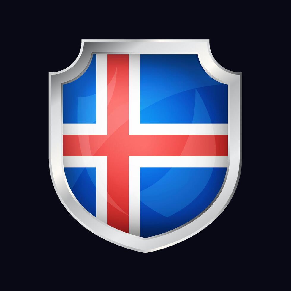 Islândia prata escudo bandeira ícone vetor