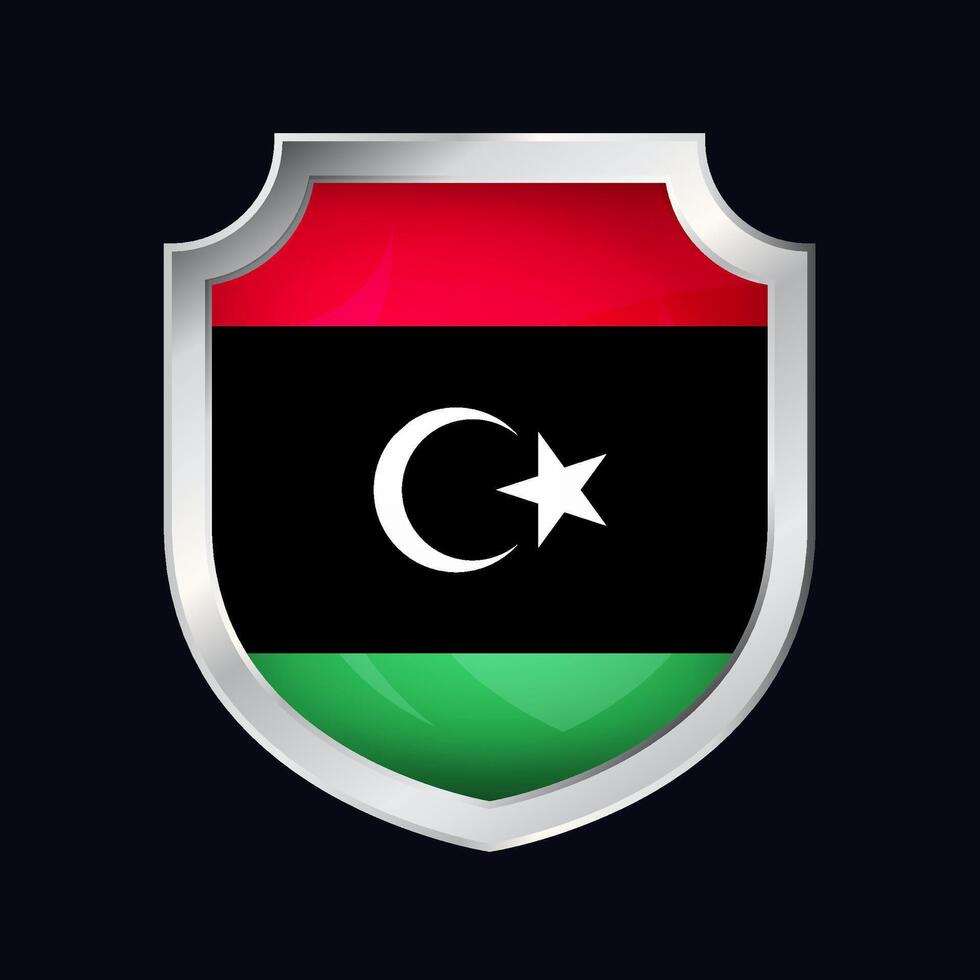 Líbia prata escudo bandeira ícone vetor