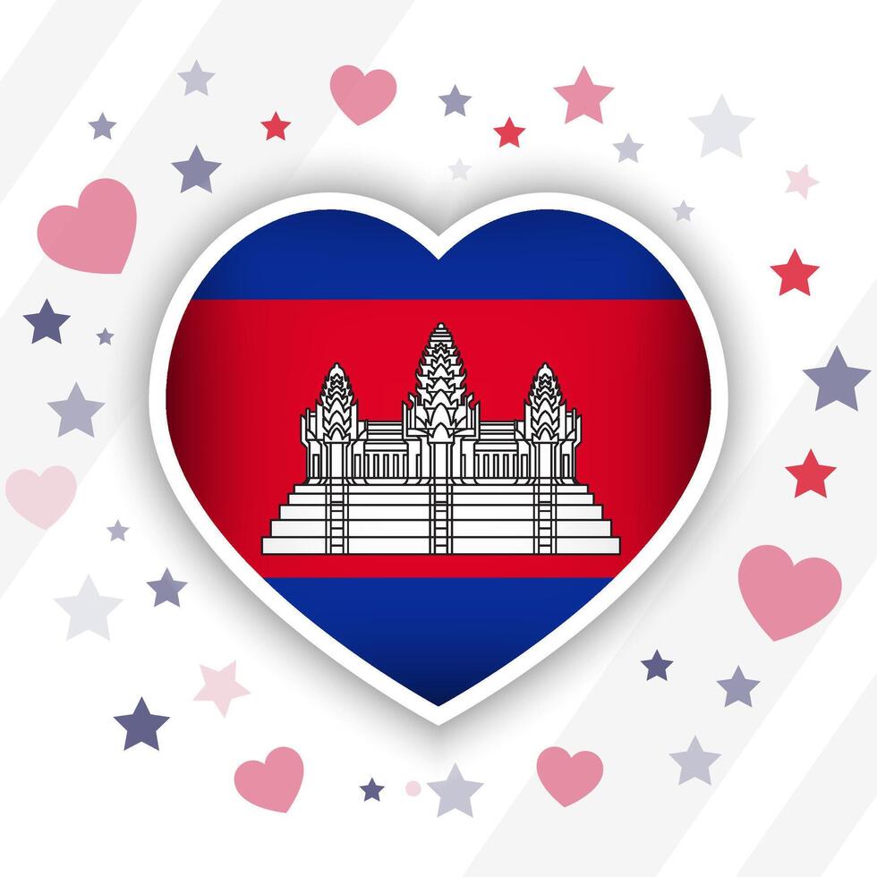 criativo Camboja bandeira coração ícone vetor