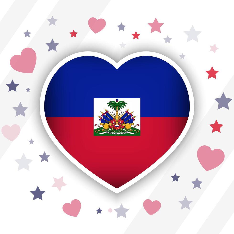 criativo Haiti bandeira coração ícone vetor