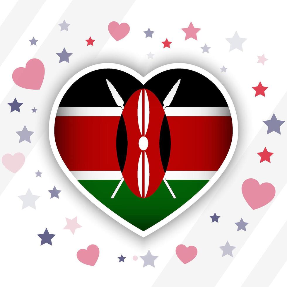 criativo Quênia bandeira coração ícone vetor