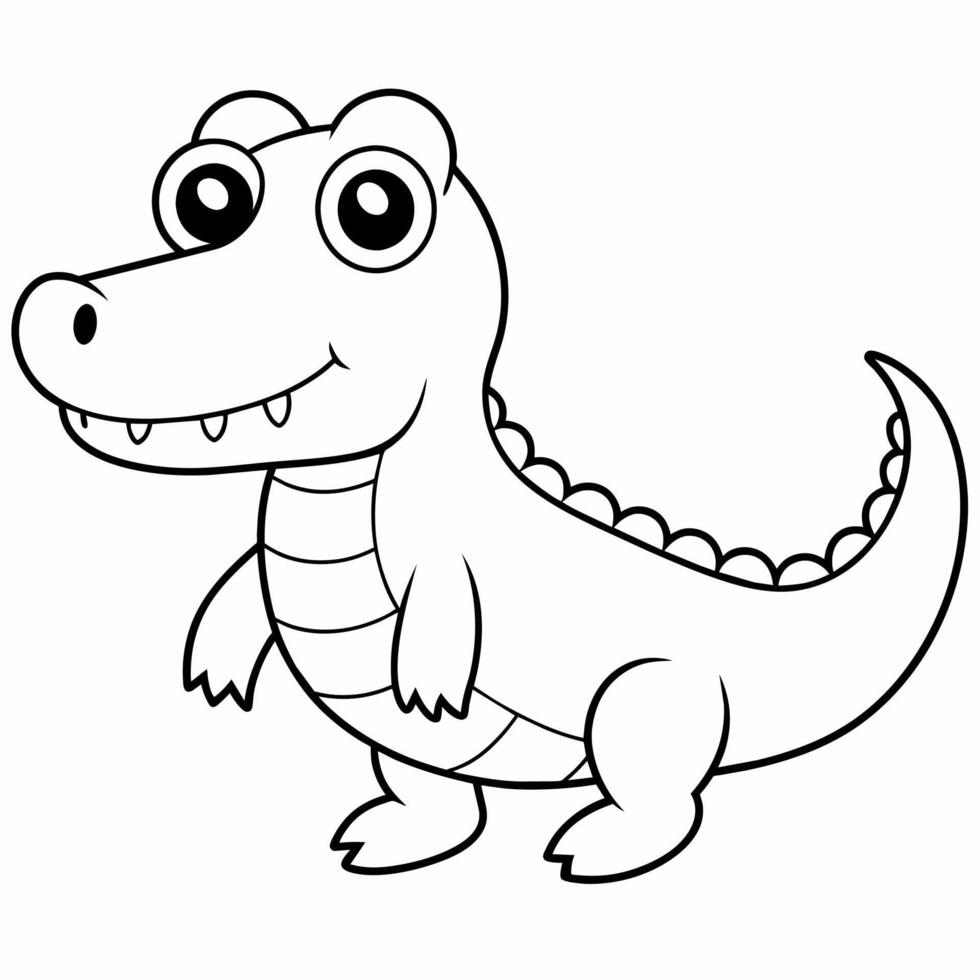 crocodilo Preto e branco vetor ilustração para coloração livro