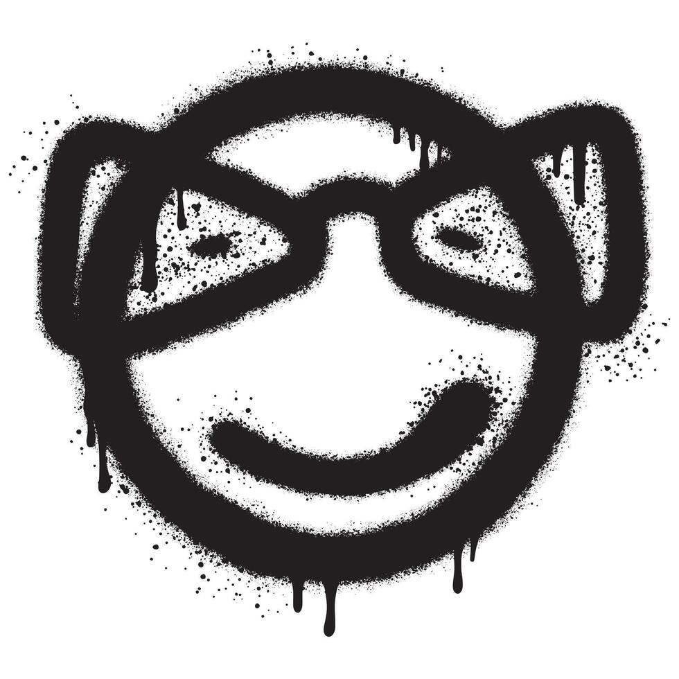 spray pintado grafite sorridente face emoticon. vetor