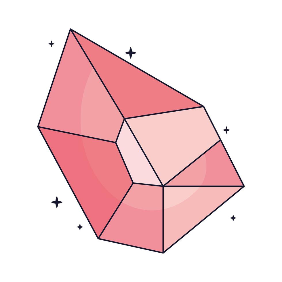 ícone isolado esotérico de quartzo rosa vetor
