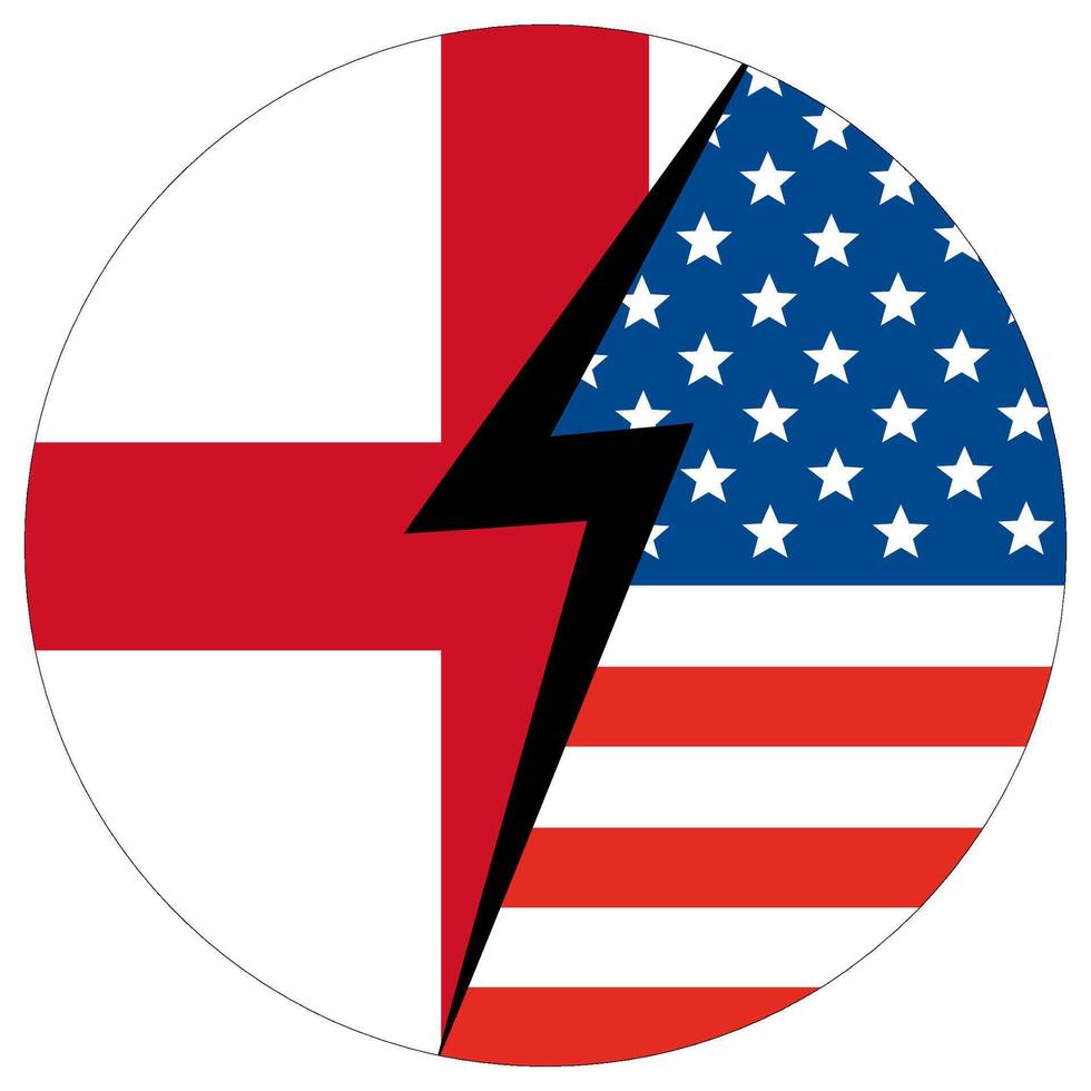 EUA vs Inglaterra. bandeira do Unidos estados do América e Inglaterra dentro círculo forma vetor