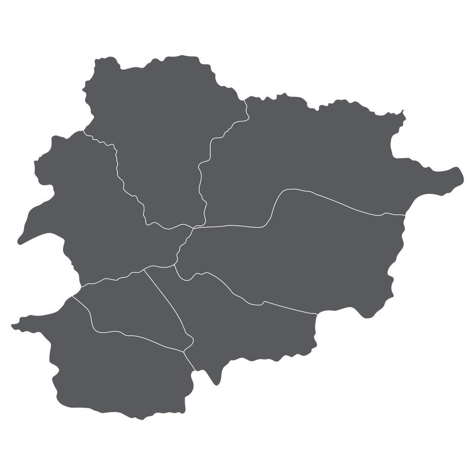 andorra mapa. mapa do andorra dentro administrativo províncias dentro cinzento cor vetor