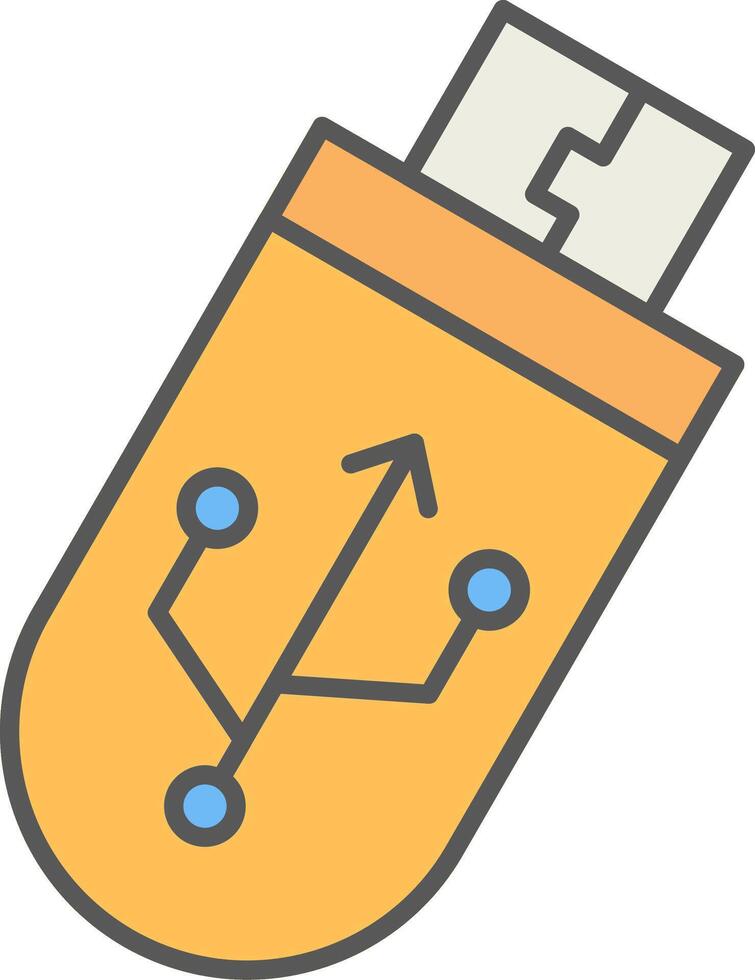 USB linha preenchidas luz ícone vetor