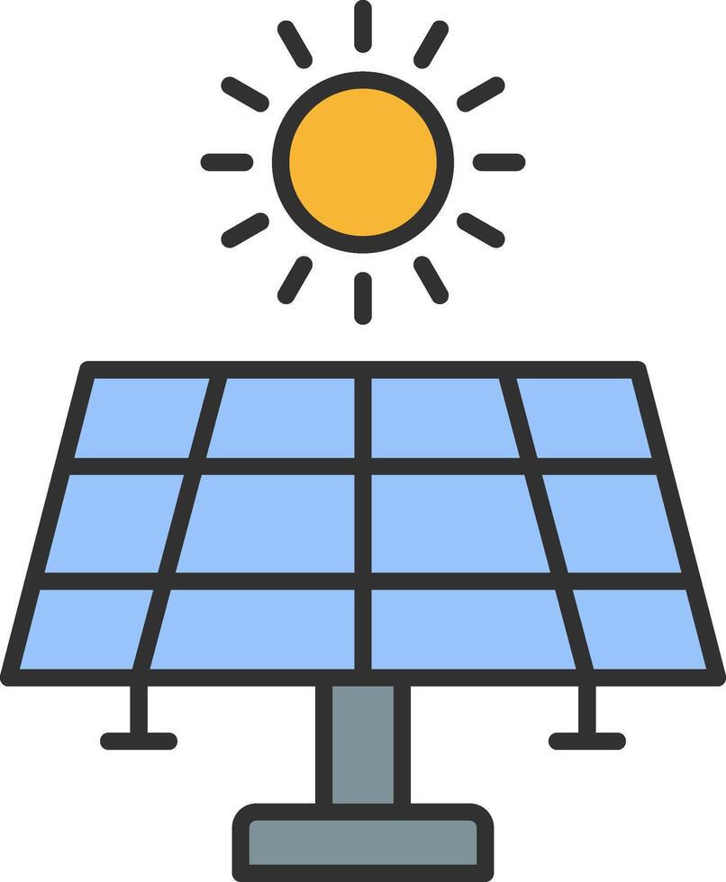 solar energia linha preenchidas luz ícone vetor