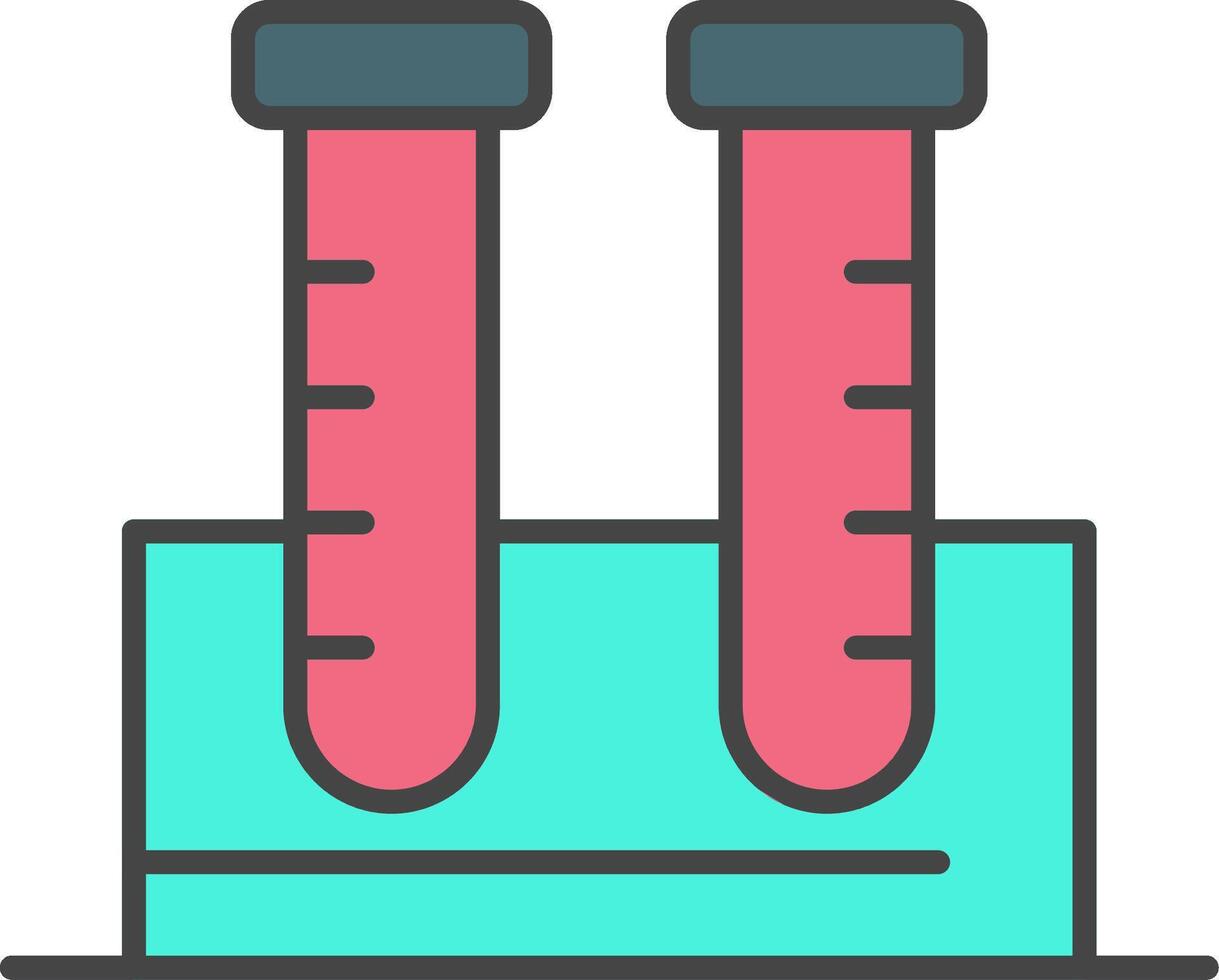 teste tubos linha preenchidas luz ícone vetor