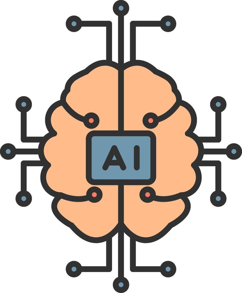 artificial inteligência linha preenchidas luz ícone vetor