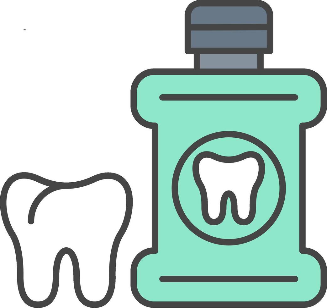 enxaguatório bucal linha preenchidas luz ícone vetor