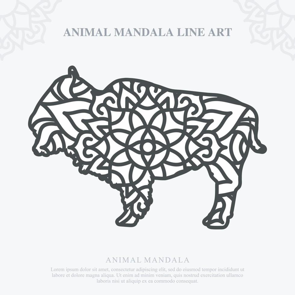 mandala animal. elementos decorativos vintage. padrão oriental, ilustração vetorial. vetor