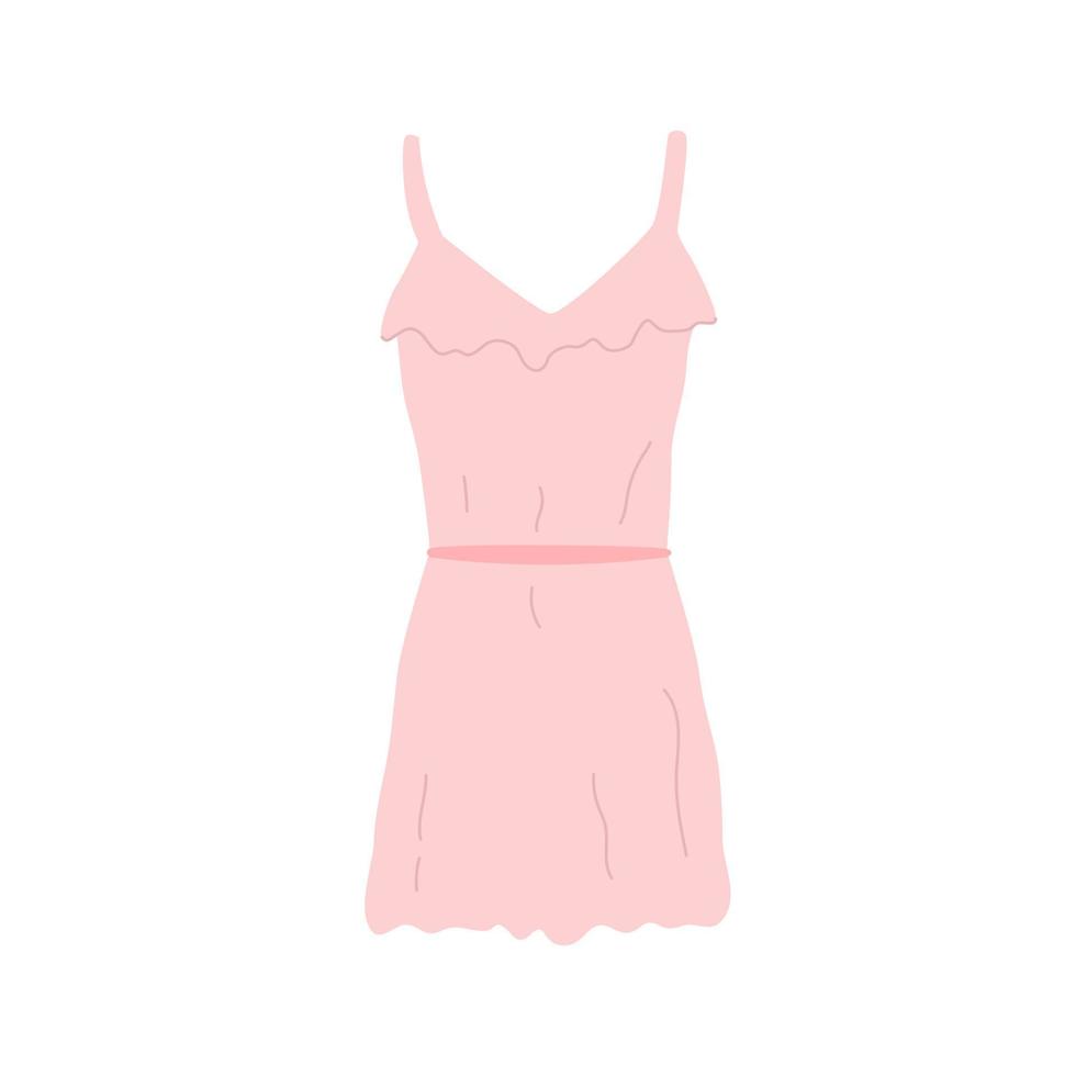 vestido rosa de verão no estilo boho, ilustração vetorial no estilo simples. vetor