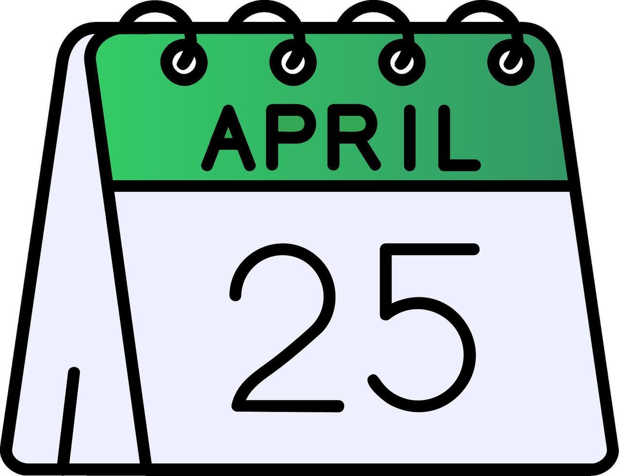 Dia 25 do abril preenchidas gradiente ícone vetor