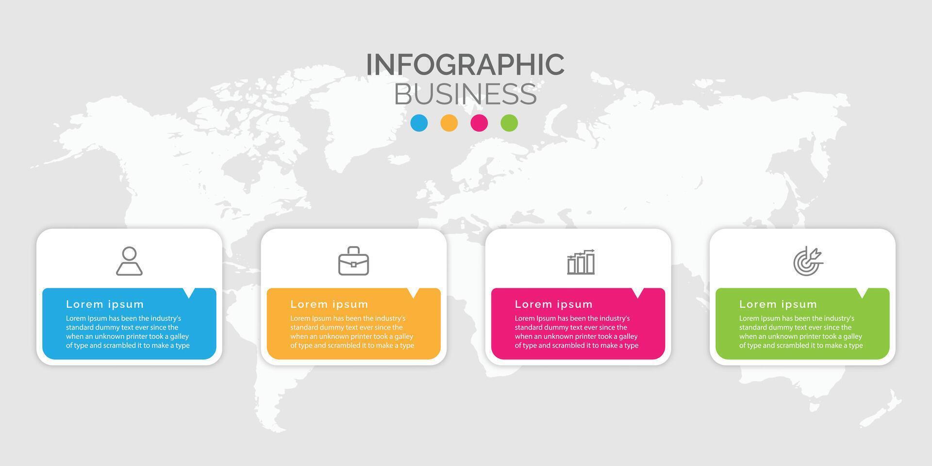 o negócio infográfico modelo criativo Projeto 4 degrau com ícone vetor