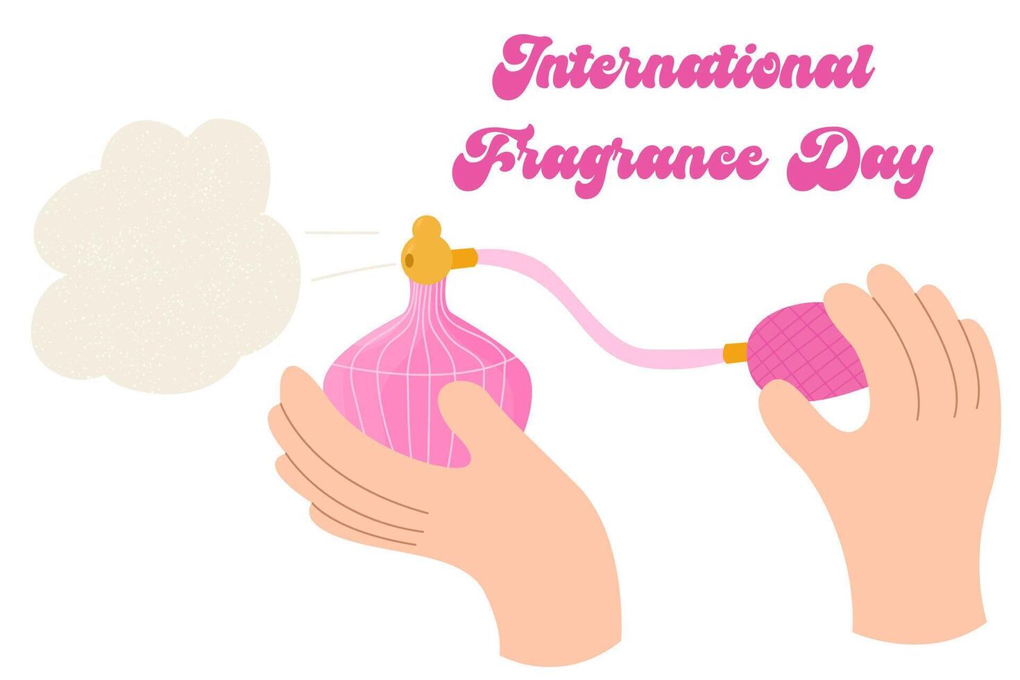 mão segurando uma Rosa perfume. Colônia e fragrância, perfume.internacional fragrância dia. vetor