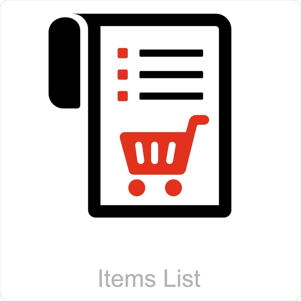 item Lista e item ícone conceito vetor